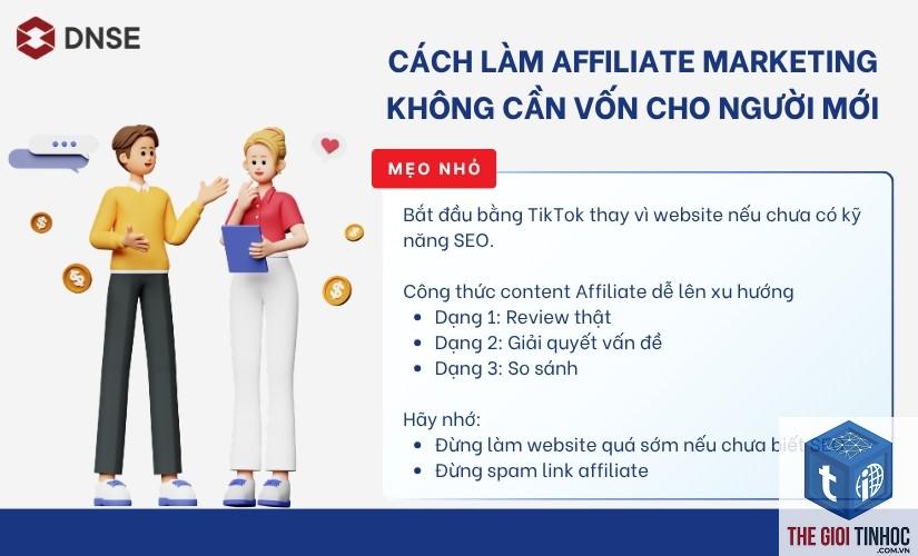 affiliate marketing không cần vốn