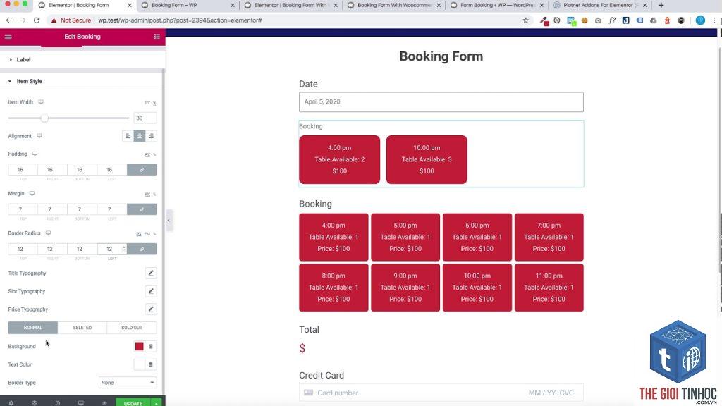 booking form elementor