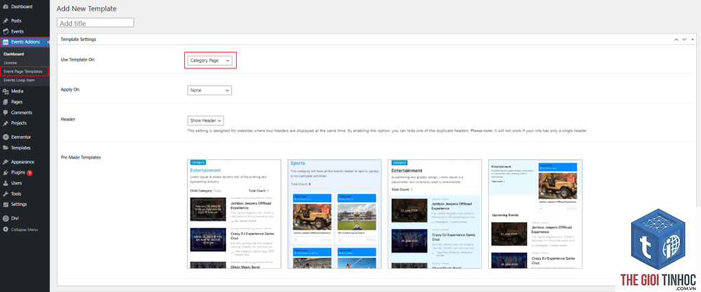 category template elementor