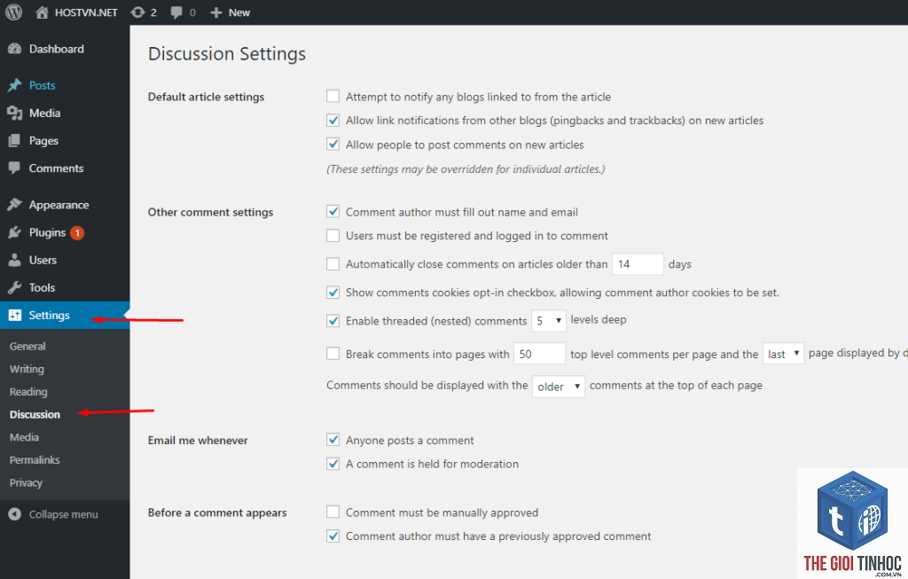 cấu hình bình luận wordpress