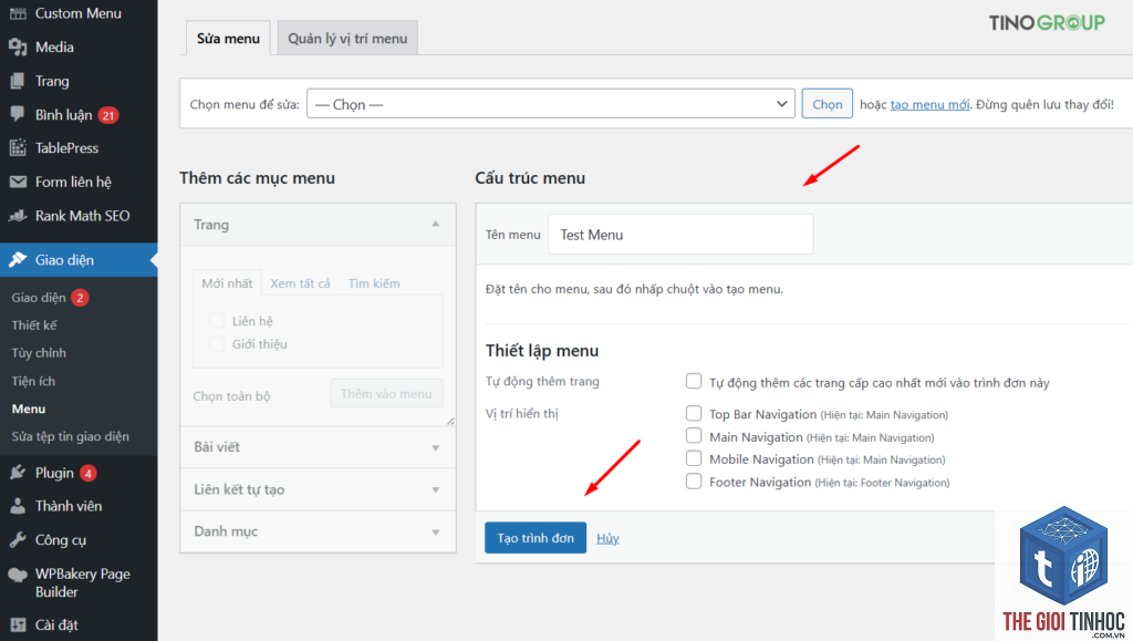 chỉnh sửa menu wordpress - Hình 2