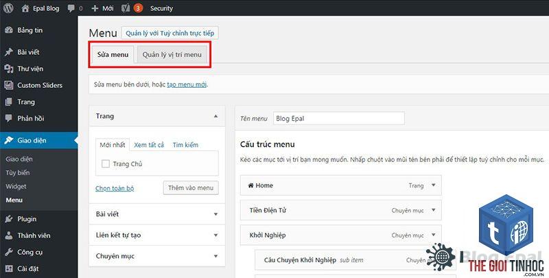 chỉnh sửa menu wordpress - Hình 4