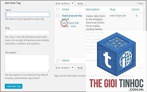 chỉnh sửa tag wordpress