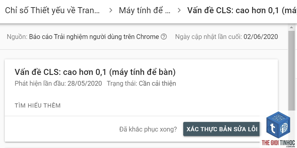 cls trong search console là gì