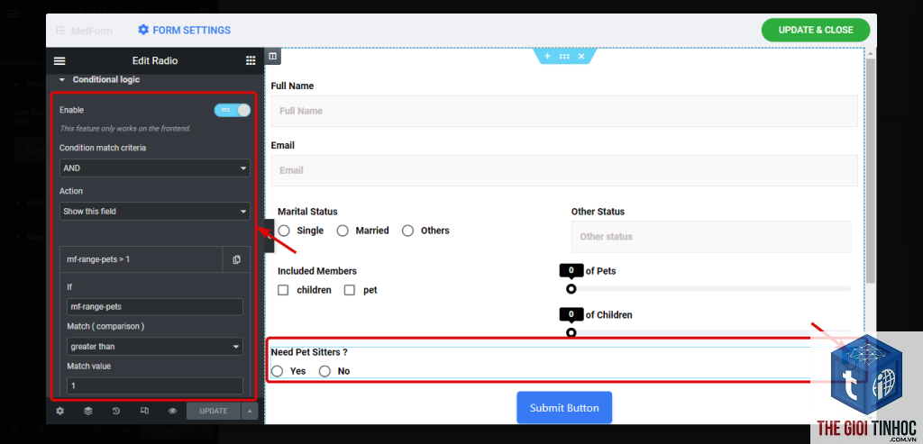 conditional form elementor