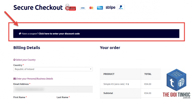 coupon trong giỏ hàng woocommerce