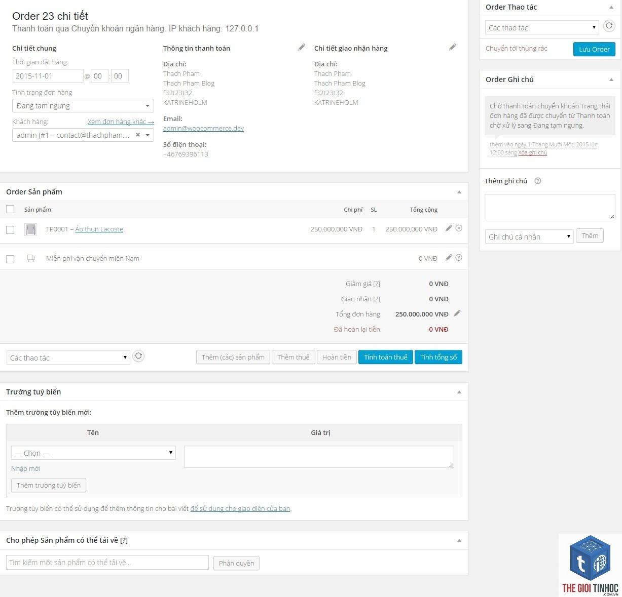 đơn hàng đang xử lý woocommerce - Hình 2