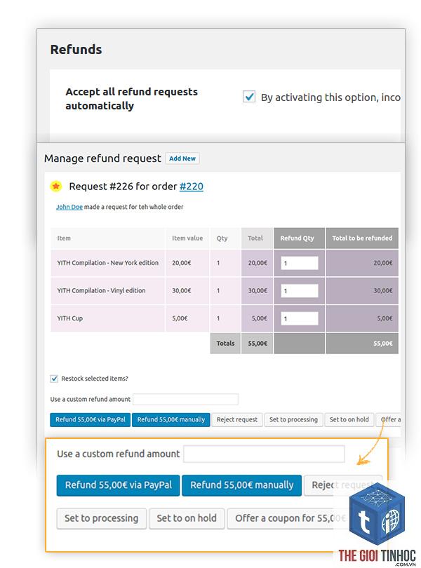đơn hàng hoàn tiền woocommerce - Hình 3