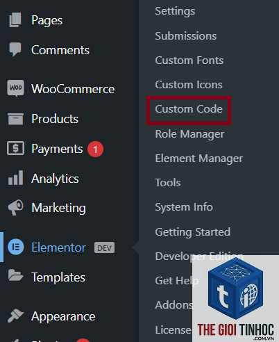 elementor custom code