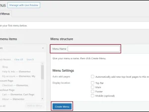elementor dropdown menu lỗi