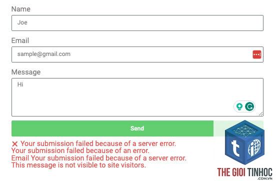 elementor form email lỗi