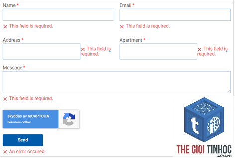 elementor form validation lỗi