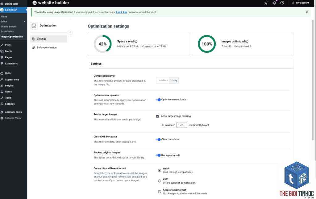 elementor image optimization conflict