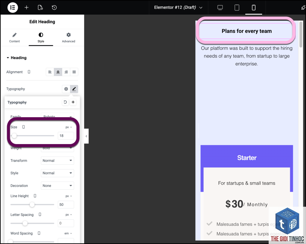 elementor mobile layout lỗi