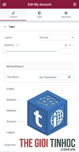 elementor my account widget lỗi