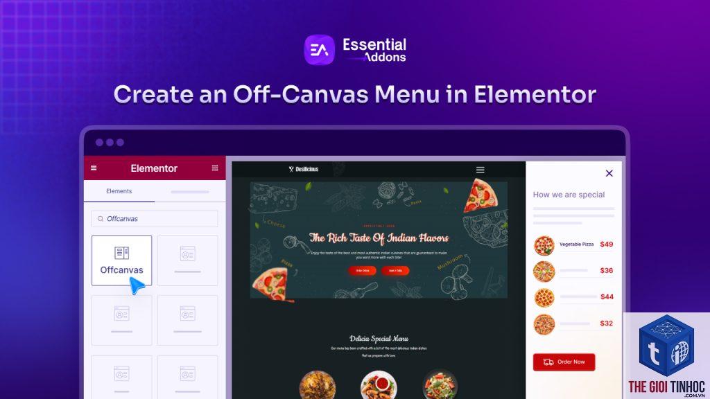 elementor off canvas menu lỗi