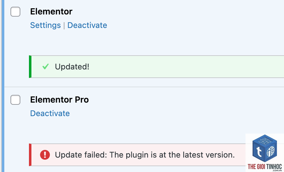 elementor pro update failed