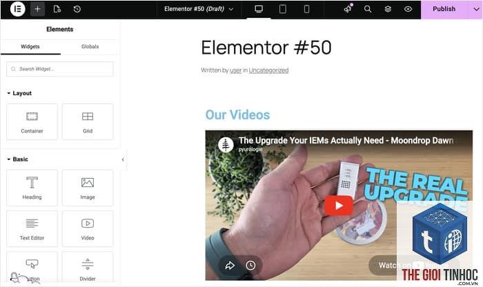 elementor video embed lỗi