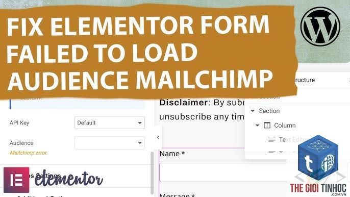 elementor xung đột mailchimp