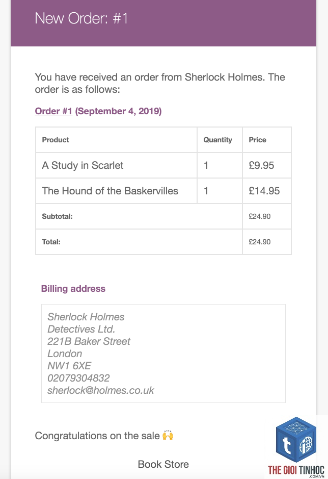 email template woocommerce