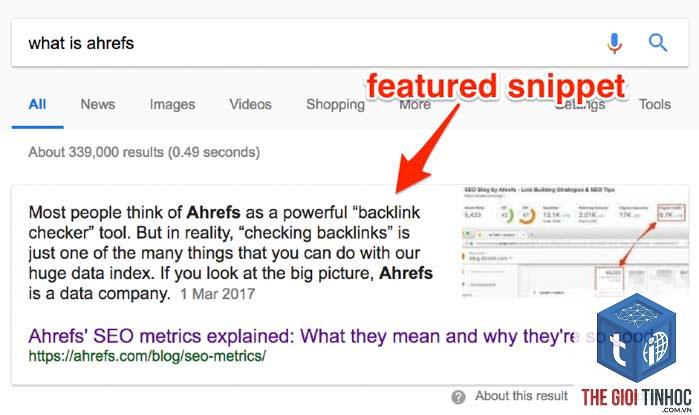featured snippet trong ahrefs là gì