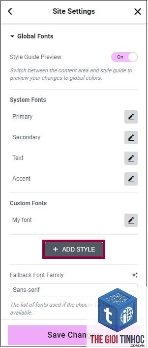 global fonts elementor