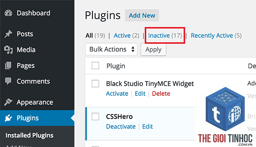 gỡ plugin wordpress