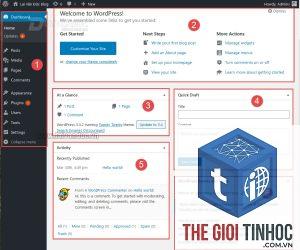 làm quen dashboard wordpress