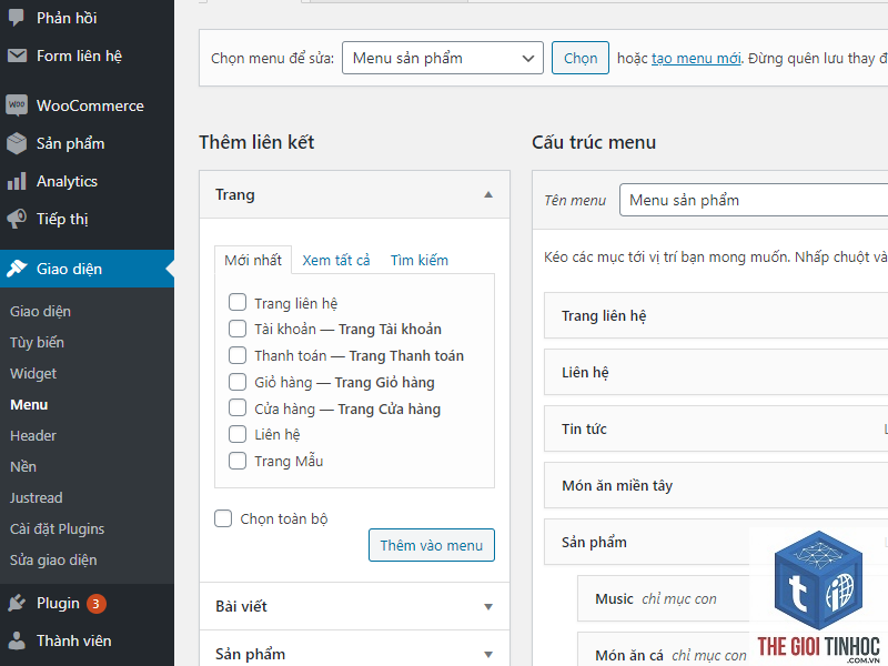 menu wordpress là gì