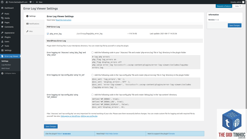 plugin wordpress error log