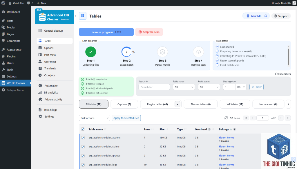 plugin wordpress gây quá tải database