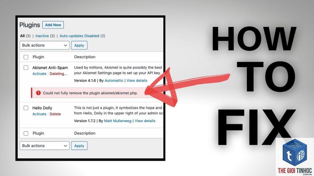 plugin wordpress uninstall permissions error