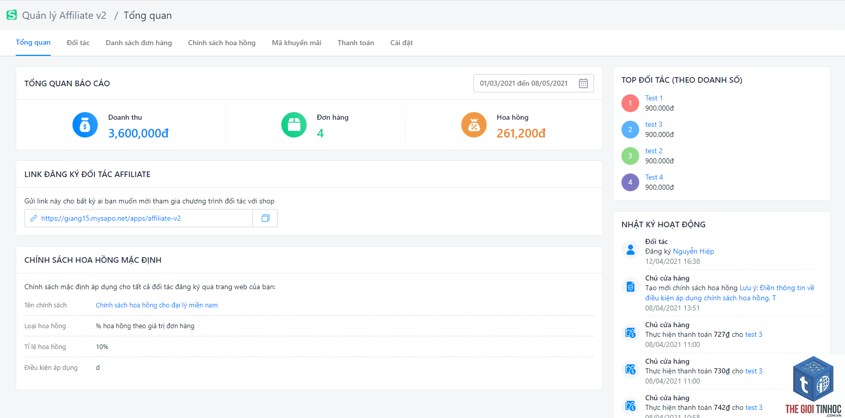 quản lý link affiliate