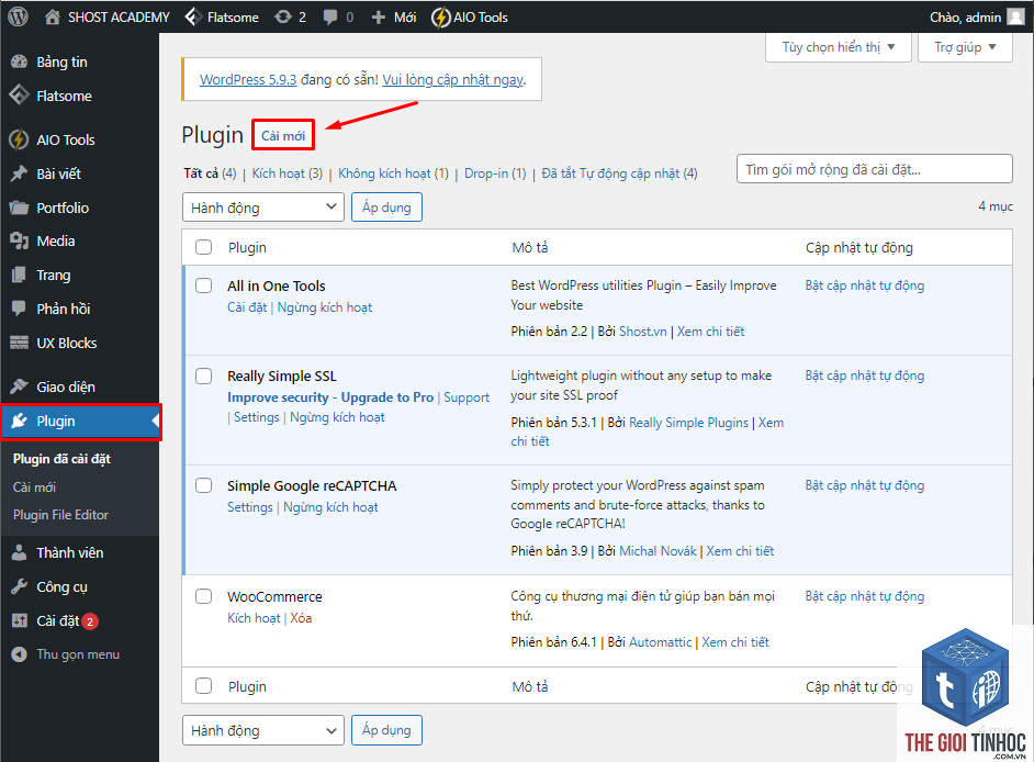 quản lý tài khoản wordpress