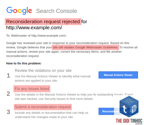 reconsideration request là gì