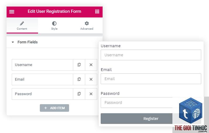 registration form elementor