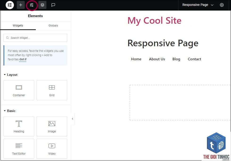responsive mode elementor