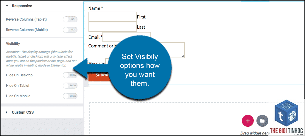 responsive visibility elementor