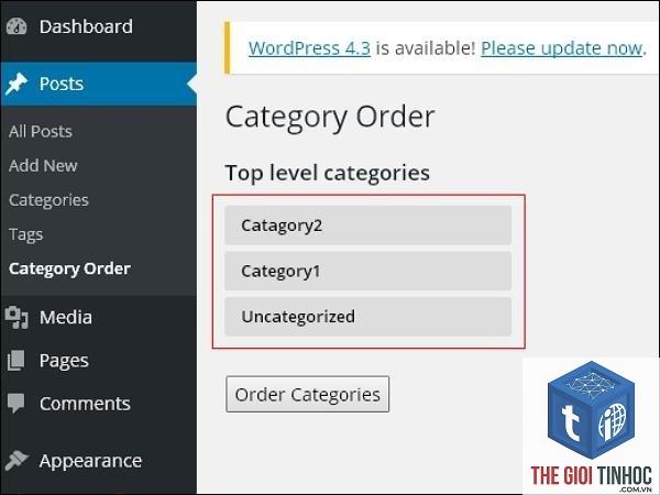 sắp xếp category wordpress