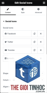 social icons widget elementor