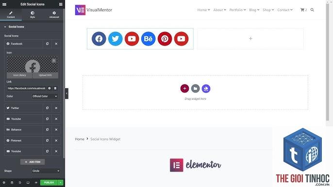 social icons widget elementor - Hình 3