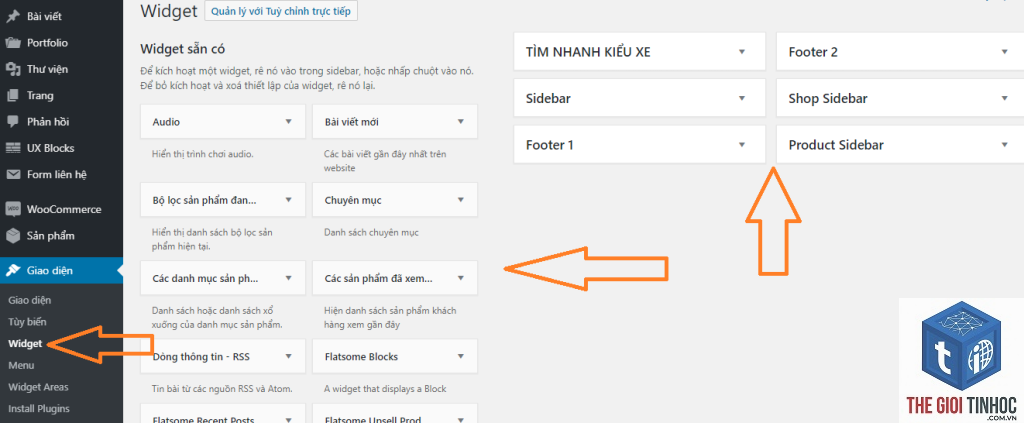 sử dụng widget block wordpress