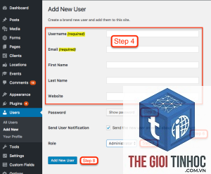 tạo user wordpress