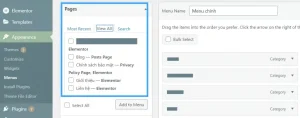 thêm liên kết vào menu wordpress
