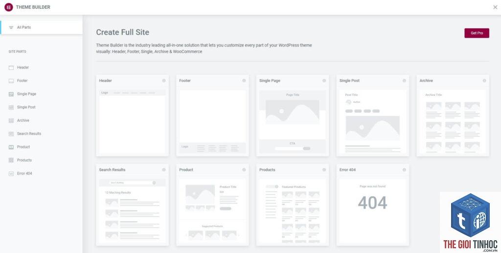 theme builder elementor