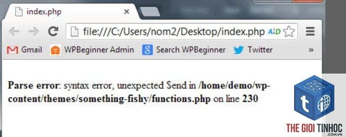 theme wordpress gây syntax error