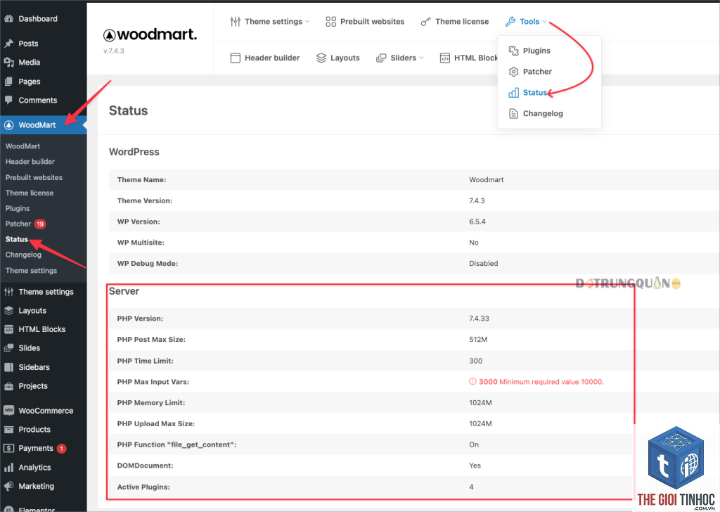 theme wordpress gây timeout
