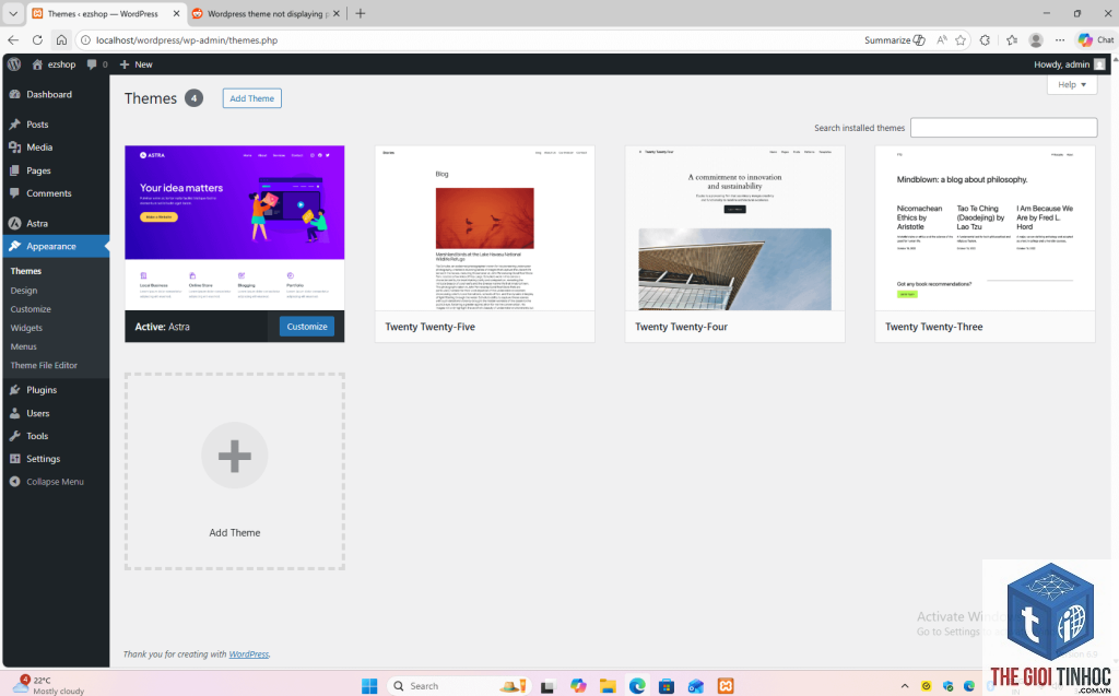 theme wordpress không hoạt động