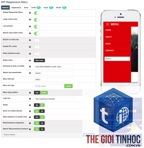 theme wordpress menu responsive lỗi