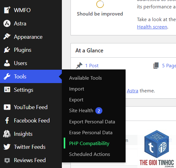 theme wordpress php compatibility lỗi